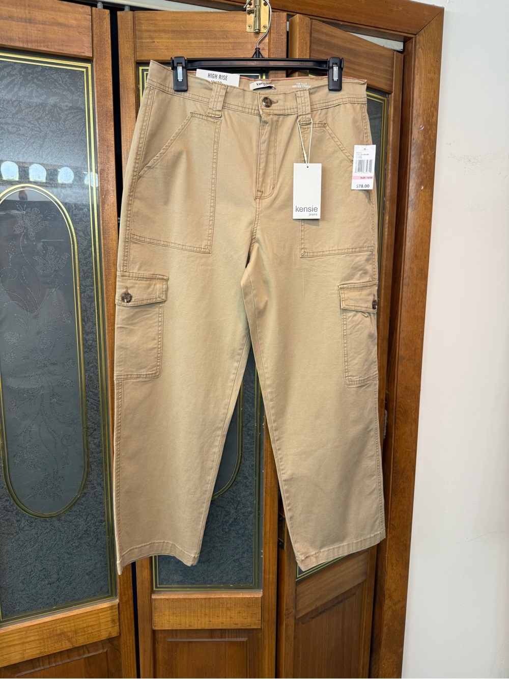 KENSIE LADIES The Ella High-Rise Straight Khaki Pants, BRAND NEW